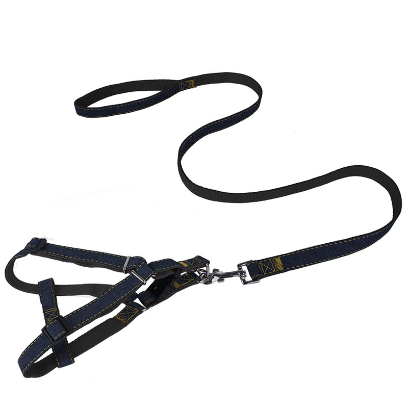 Bộ Dây Dắt Thú Cưng Đi Dạo Chất Liệu Denim Dày Dặn Nhiều Màu Sắc Tùy Chọn Kèm Dây Dắt Tiện Dụng