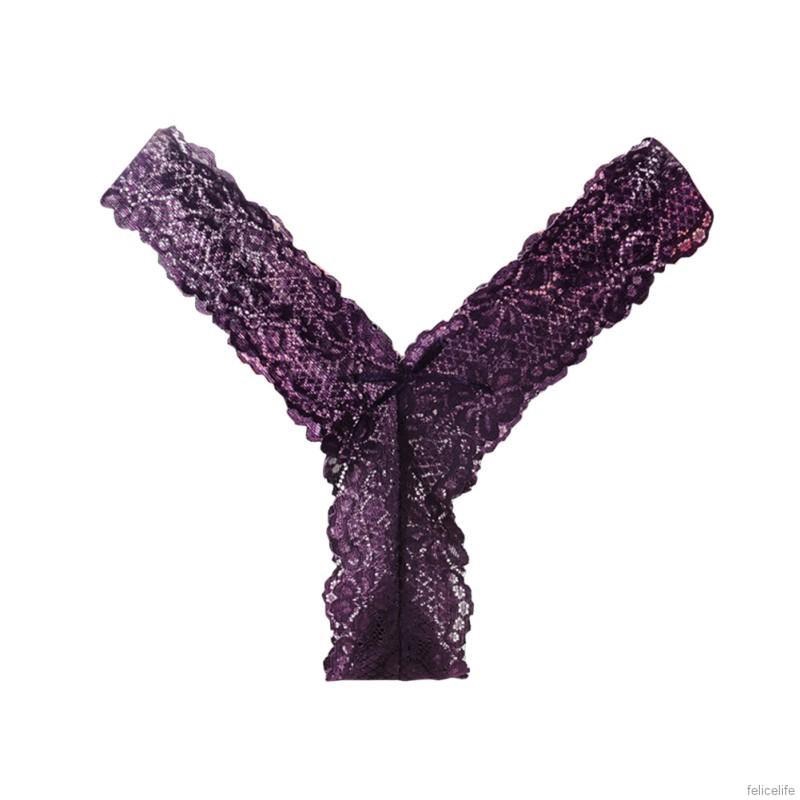 Quần lót ren lọt khe có nơ kèm túi đựng OPP