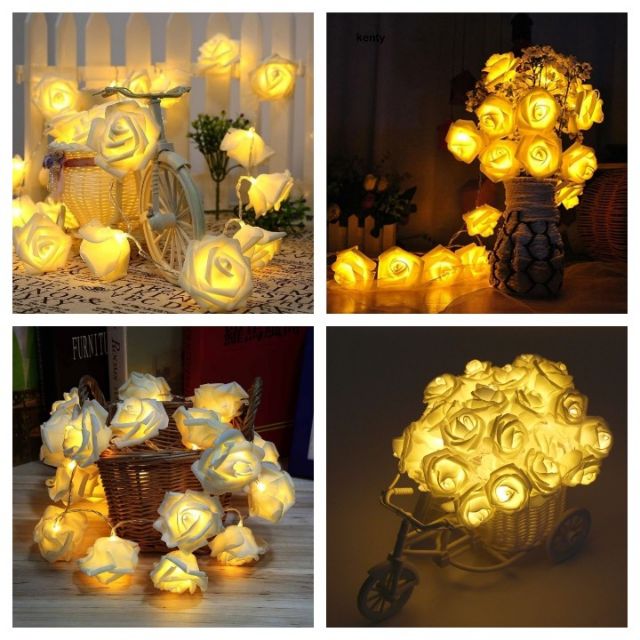 • HCM •Dây Đèn LED Hoa Hồng 10/20/30/50 Bóng Trang Trí Lãng Mạn