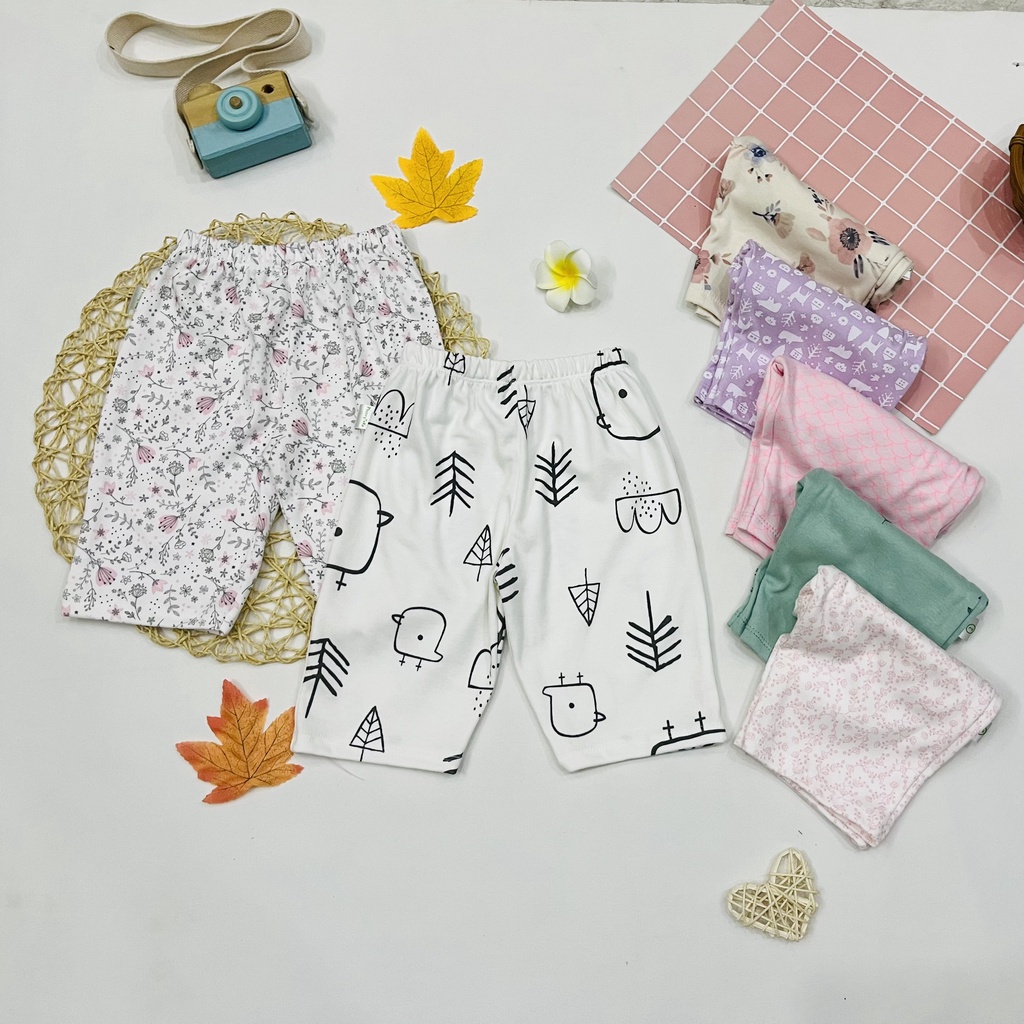Quần lửng bé gái thun cotton xuất dư mềm mát size từ 10kg đến 28kg