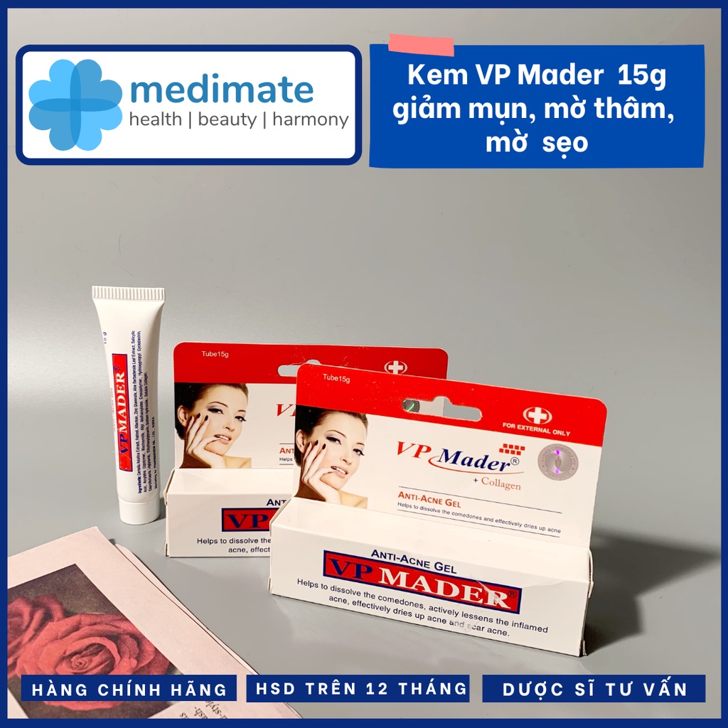 Gel VP Mader giảm mụn, mờ thâm, mờ sẹo mụn (tuýp 15g)