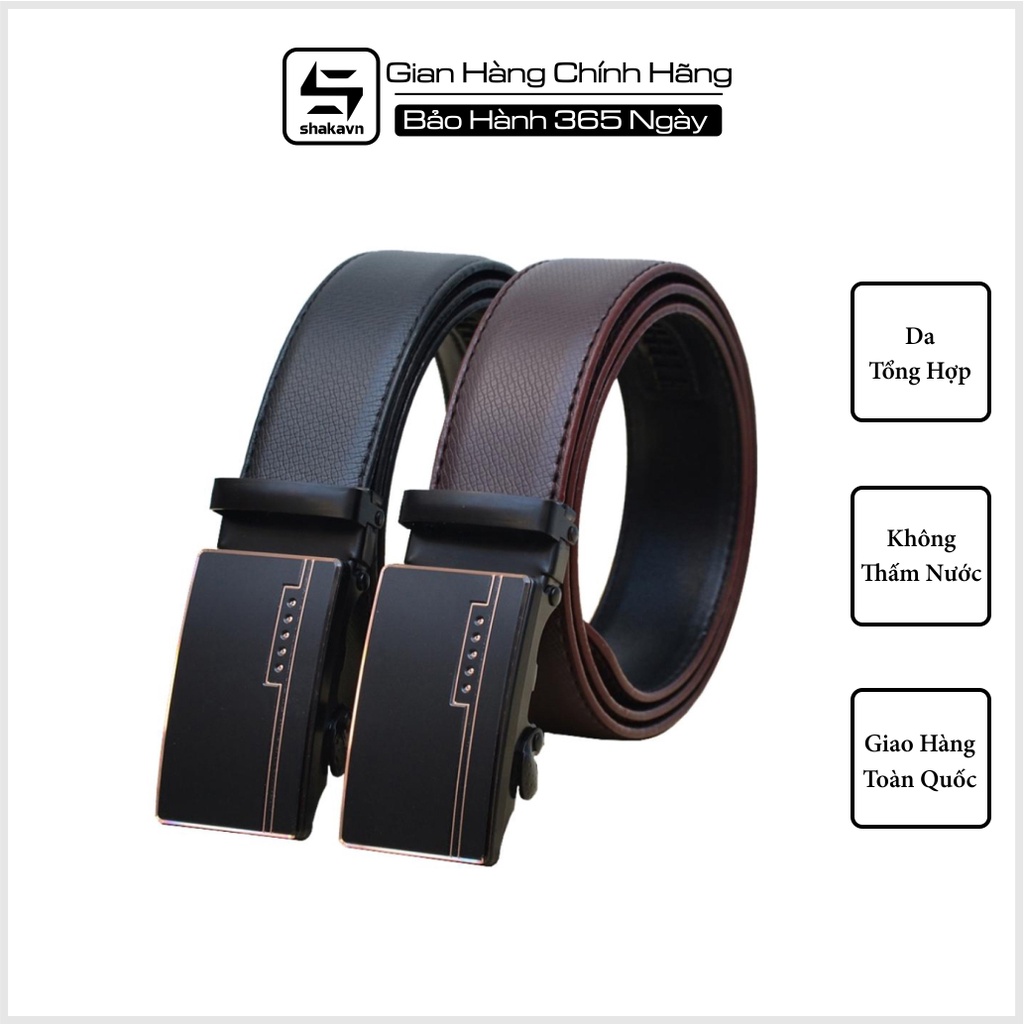 Combo 2 Dây Thắt Lưng Dây Nịt Nam Cao Cấp May Viền 2 Bên Shakavn SN112 (Đen - Nâu)