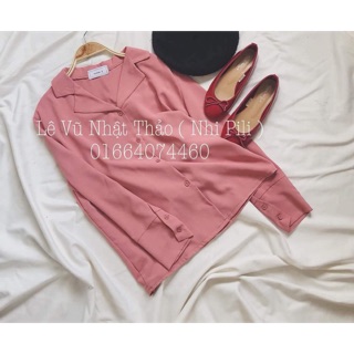 Áo sơ mi hồng cổ vest