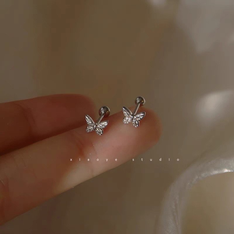 (E1-877) 1 chiếc bông tai bi bướm bạc
