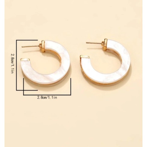 Bông tai cuff hoop resin phối kim loại