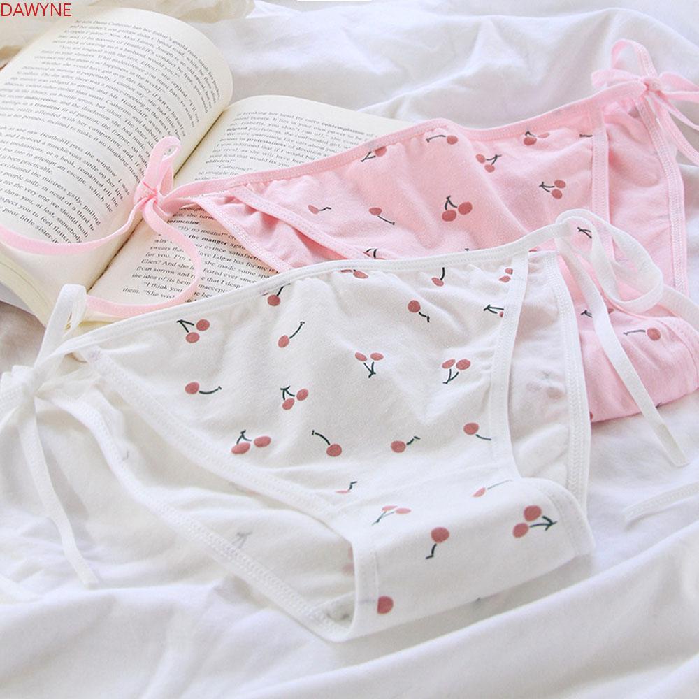 Quần Lót Cotton Lưng Thấp In Họa Tiết Hoạt Hình Màu Hồng / Trắng Dễ Thương Phong Cách Lolita Cho Nữ