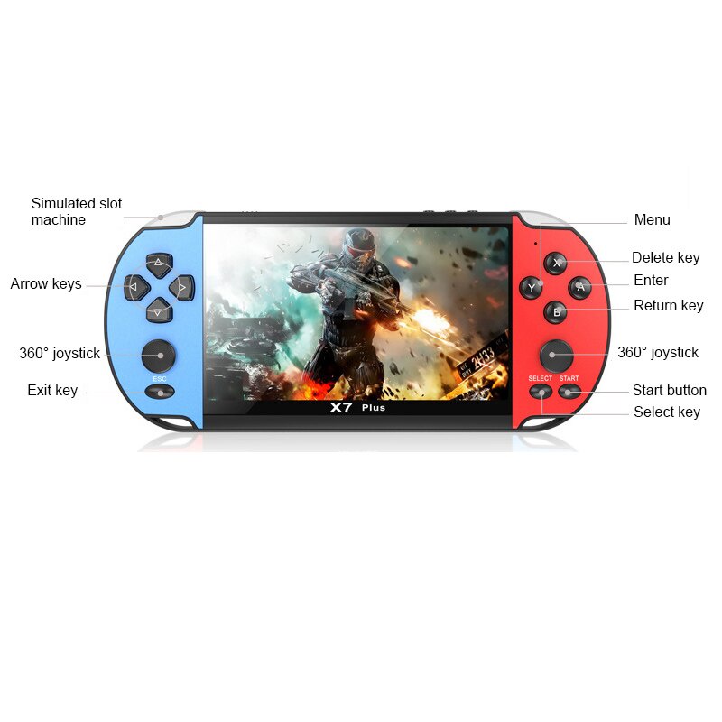 Bộ máy chơi game cầm tay X7 Plus màn hình 5.1 inch 8gb 2300 trò màn hình LCD PSP hỗ trợ xem phim/nghe nhạc/đọc sách