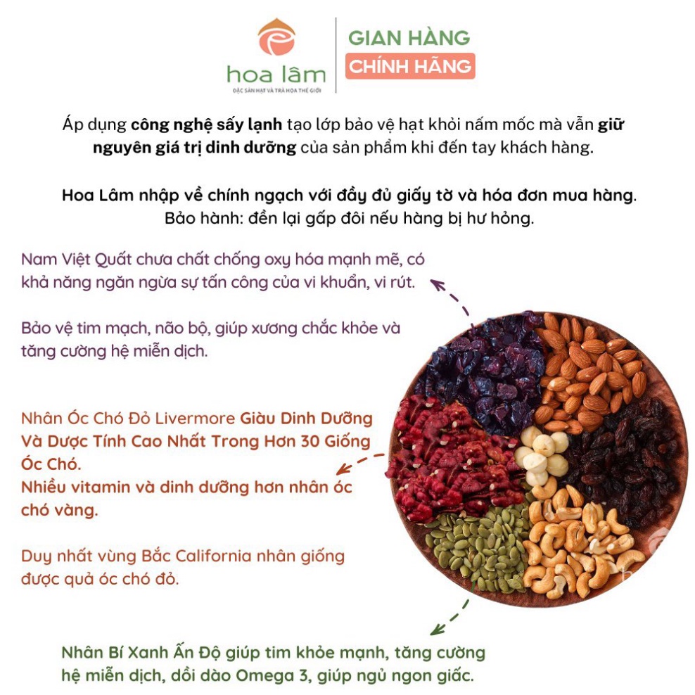 Hạt dinh dưỡng Hoa Lâm Nuts for Fat Burning hỗ trợ giảm mỡ hiệu quả cho người 30-45 tuổi 500g