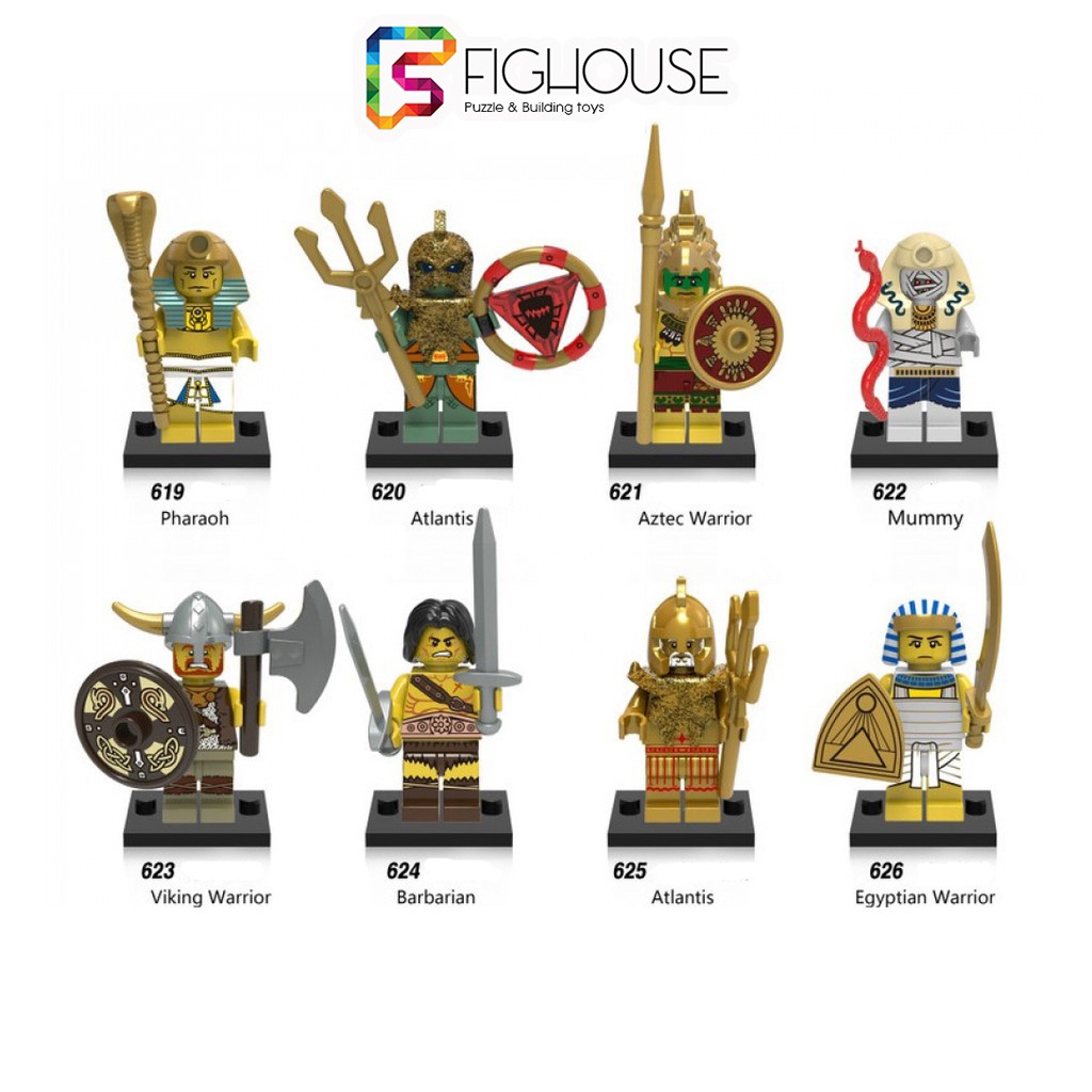 Xếp Hình Minifigures Chiến Binh Aztec, Viking, Pharaoh, Atlantis - Đồ Chơi Lắp Ráp non-lego X0161 [A13]