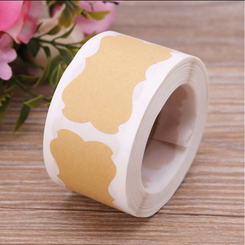 Set 10 mẫu C miếng nhãn dán chai lọ bằng giấy Kraft