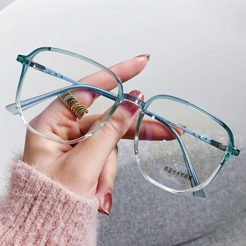 Gọng Kính Chống Ánh Sáng Xanh Hình Đa Giác Phong Cách Hàn Quốc