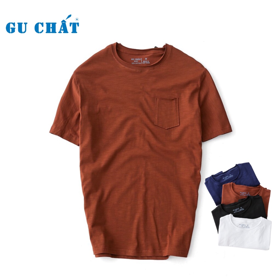 Áo Thun Nam Basic GU CHẤT, Chất Vải Cotton Chuẩn Xịn, Mềm Mại, Thiết Kế Túi Basic - GUTN11