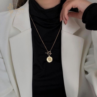 Vòng cổ hợp kim mặt tròn khắc họa hình chân dung thời trang cổ điển