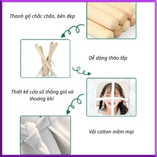 Lều Cho Bé, Trang Trí Làm Phụ Kiện Chụp Hình, Lều Ngủ Bằng Vải Tạo Ngôi Nhà Xinh Xắn Cho Bé, Đồ Chơi Bé Gái, Bé Trai