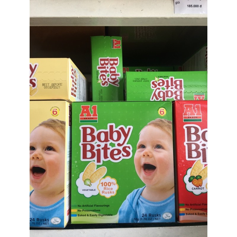 [Mua 3 tặng 1] Bánh ăn dặm A1 Malaysia BABY BITES 1 Hộp 24 gói