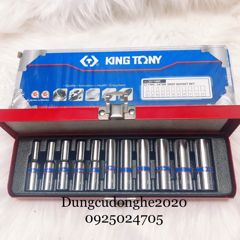 Bộ Tuýp 1/4″ 11 Chi Tiết Dài Kingtony 2511MR