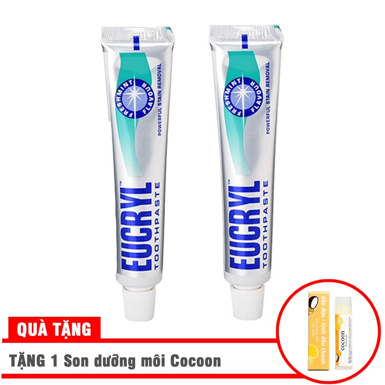 Combo 2 Kem trắng răng Eucryl Toothpaste 62gTặng 1 son