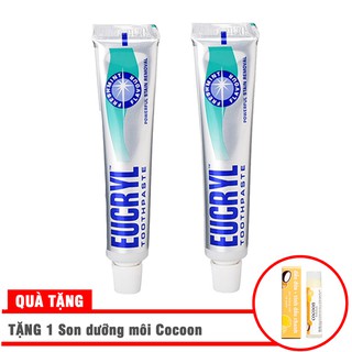 Combo 2 Kem trắng răng Eucryl Toothpaste 62gTặng 1 son