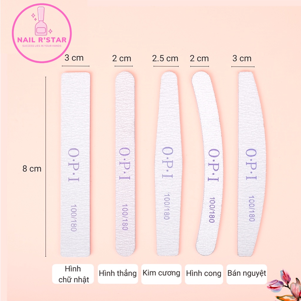 Dũa móng OPI loại dày đủ 5 hình chuyên dụng cho dân làm móng - một lốc 25 chiếc NAIL R’STAR
