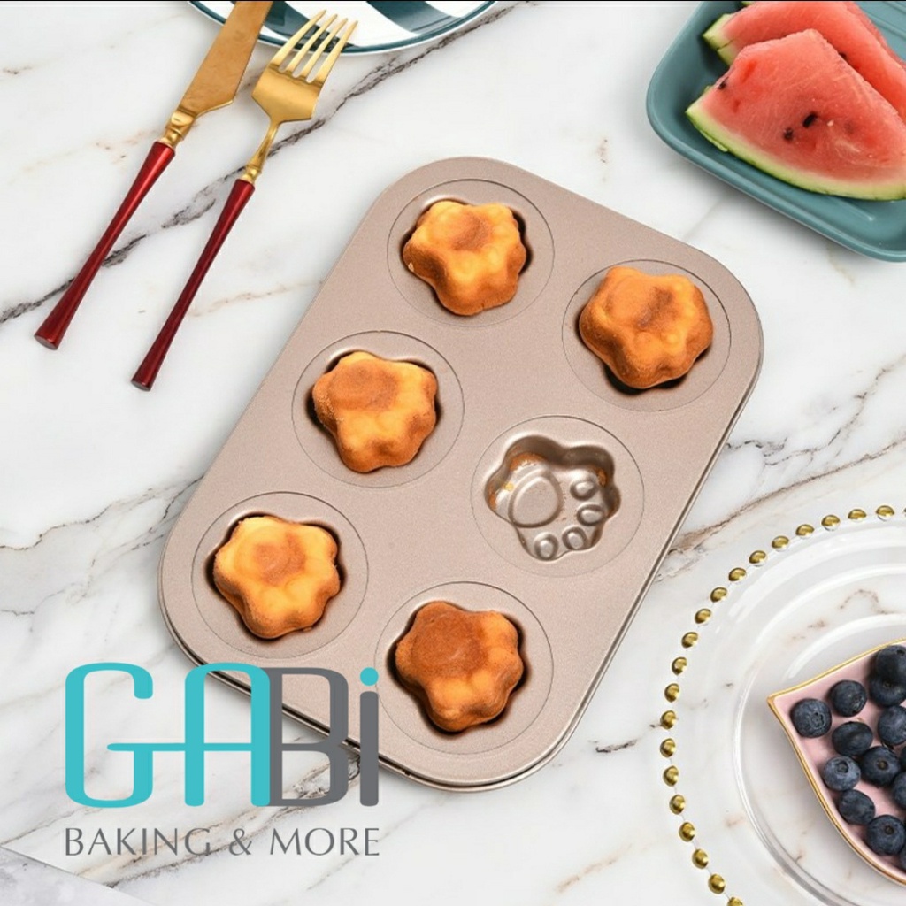 Khuôn nướng chống dính 6 ô chân mèo