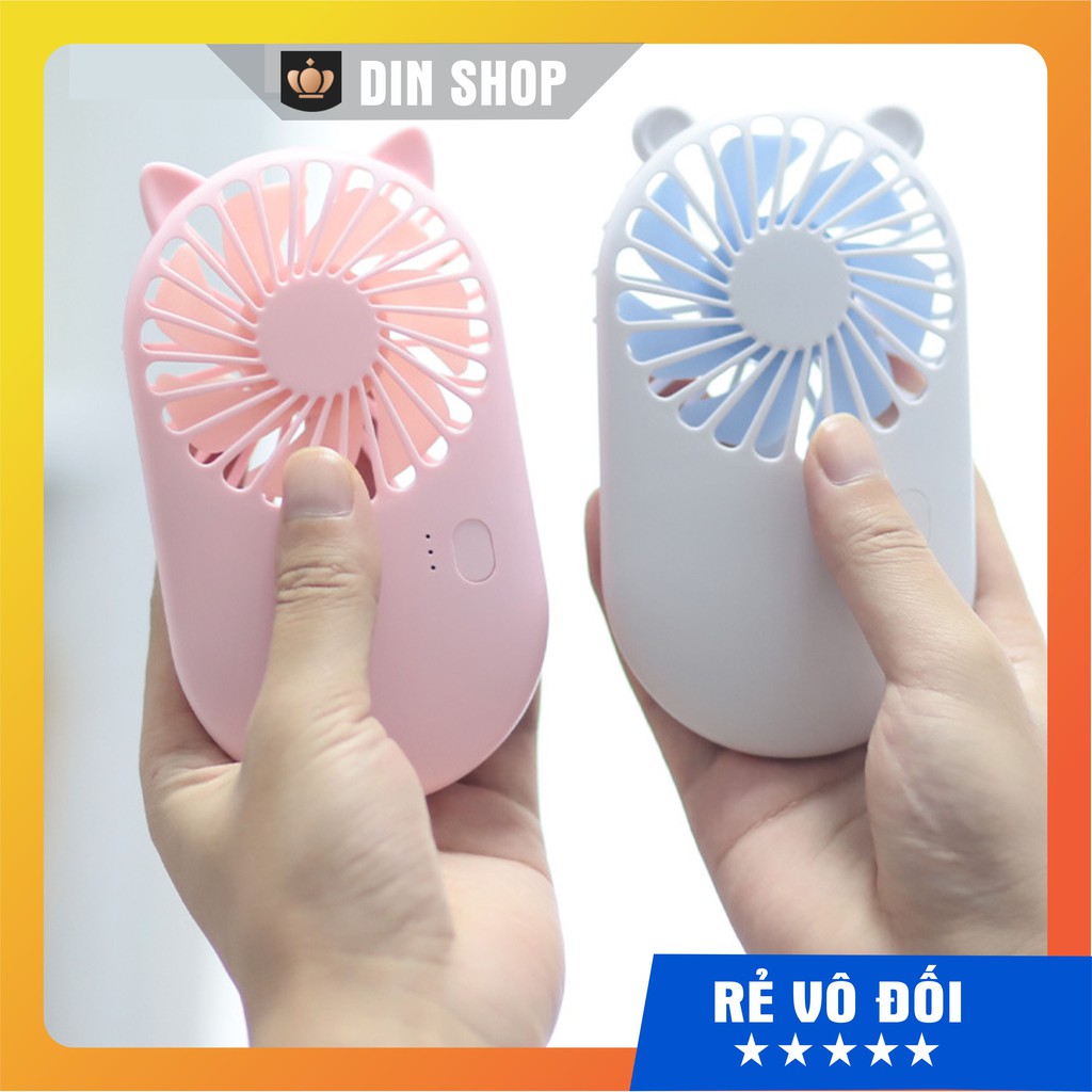 Quạt để bàn cầm tay mini 🚀GIÁ HỦY DIỆT🚀 Quạt cầm tay cổng sạc USB có kèm chân đứng để điện thoại hình thú đáng yêu