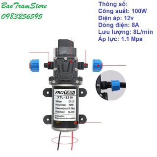 Máy bơm tăng áp mini 12v Pro Pumps công suất 100W, vỏ gang chất lượng cao