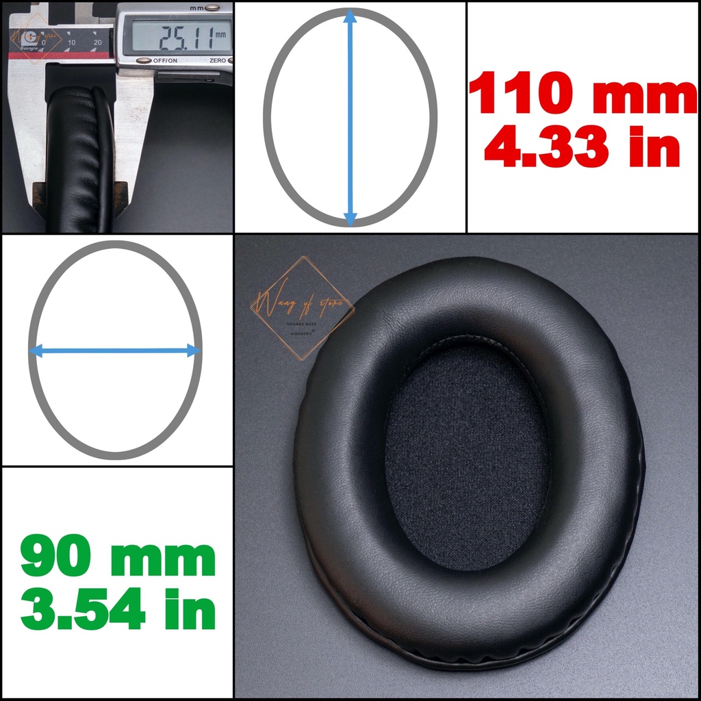 [1 Cặp] Đệm Mút Da Tai Nghe Oval 11 x 9 cm/ 110 x 90 mm Headphones Dạng Bầu Dục