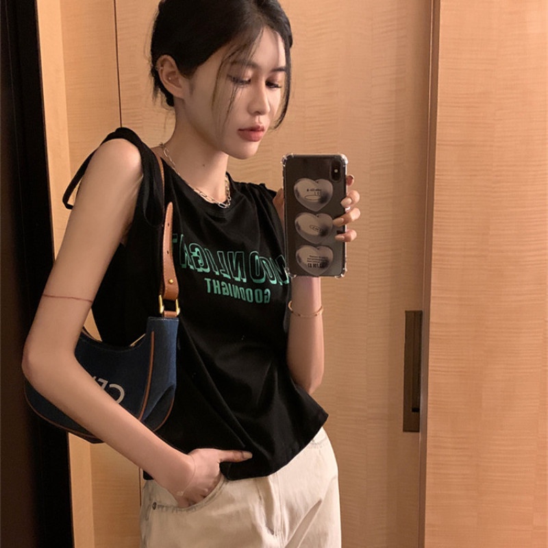 Áo Thun Sát Nách Hoạ Tiết Chữ In Thiết Kế Đơn Giản Hợp Thời Trang