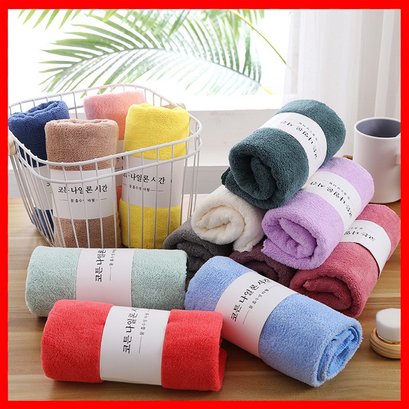 Khăn tắm lông cừu Hàn Quốc màu trơn size lớn 70x140cm