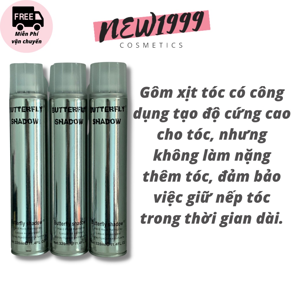 Gôm xịt tóc nam tạo kiểu BUTTERFLY 320ml L2 siêu cứng giữ nếp 12h