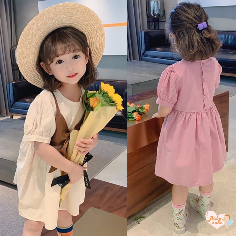 Đầm Công Chúa Tay Phồng Đính Nơ Đáng Yêu Cho Bé Gái 0-3 Tuổi