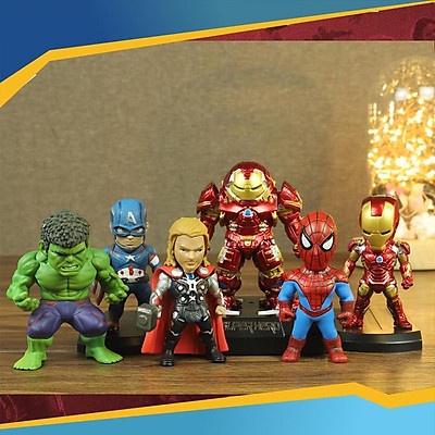 Bộ mô hình mini để bàn Marvel 6 nhân vật siêu anh hùng