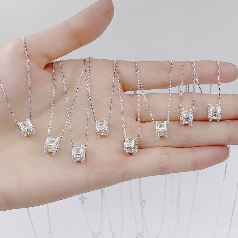 Dây chuyền nữ bạc ta mặt tròn nạm đá (Ảnh thật cuối) vòng cổ nữ chất liệu bạc thật siêu xinh - Mã TSJD11