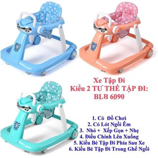 XE TẬP ĐI 2 KIỂU NGỒI VÀ ĐỨNG CÓ KHÓA BÁNH CAO CẤP BLB 6090