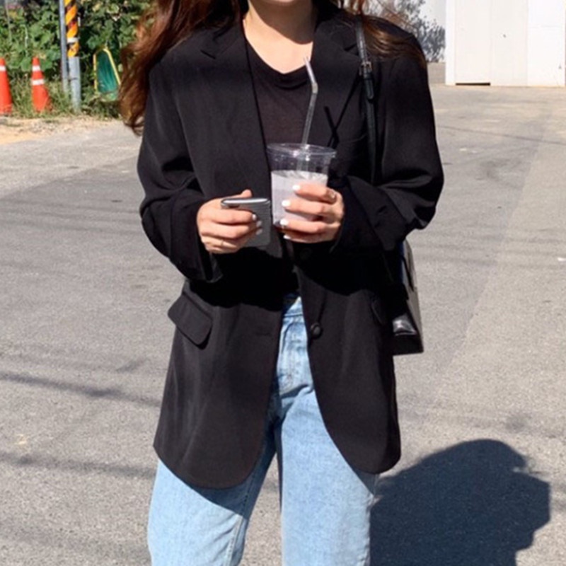 Áo Khoác blazer Dáng Rộng Phong Cách Hàn Quốc Thời Trang Xuân Thu Dành Cho Nữ