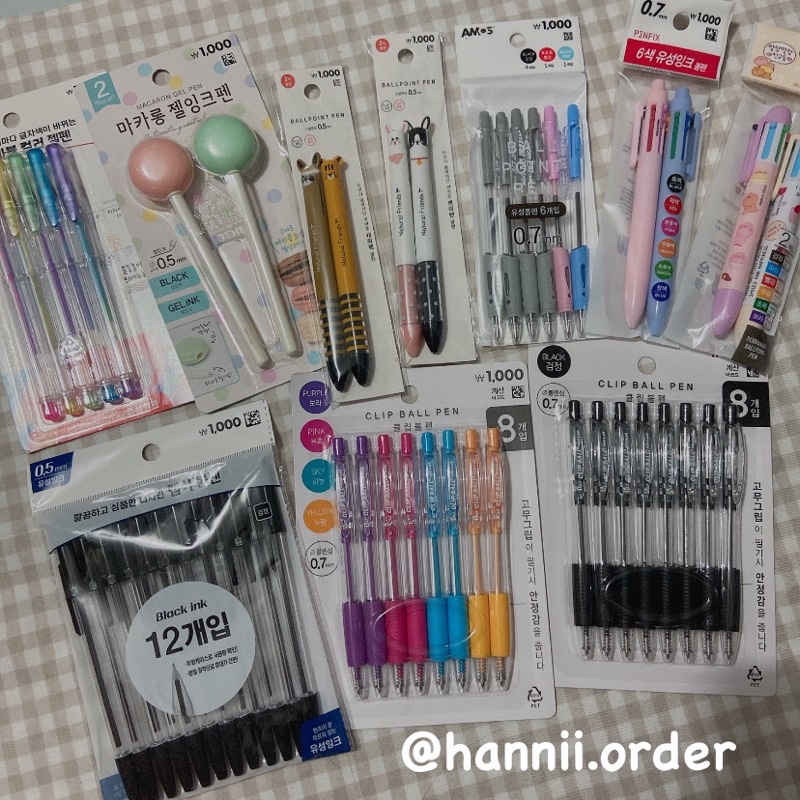 [DAISO HÀN] Tổng hợp các loại bút đen/bút màu/dụng cụ học tập daiso