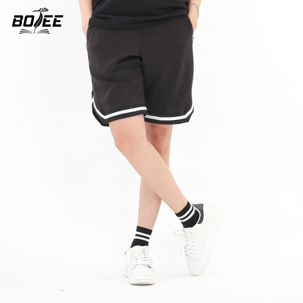 Quần short 1V BOTEE  unisex nam nữ màu đen ống rộng thể thao | BigBuy360 - bigbuy360.vn