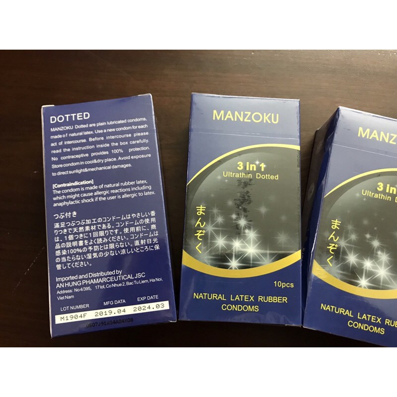 Bao cao su MANZOKU 3in1 ultrathin dotted - Hộp 10 Pcs - Ipek_Shop