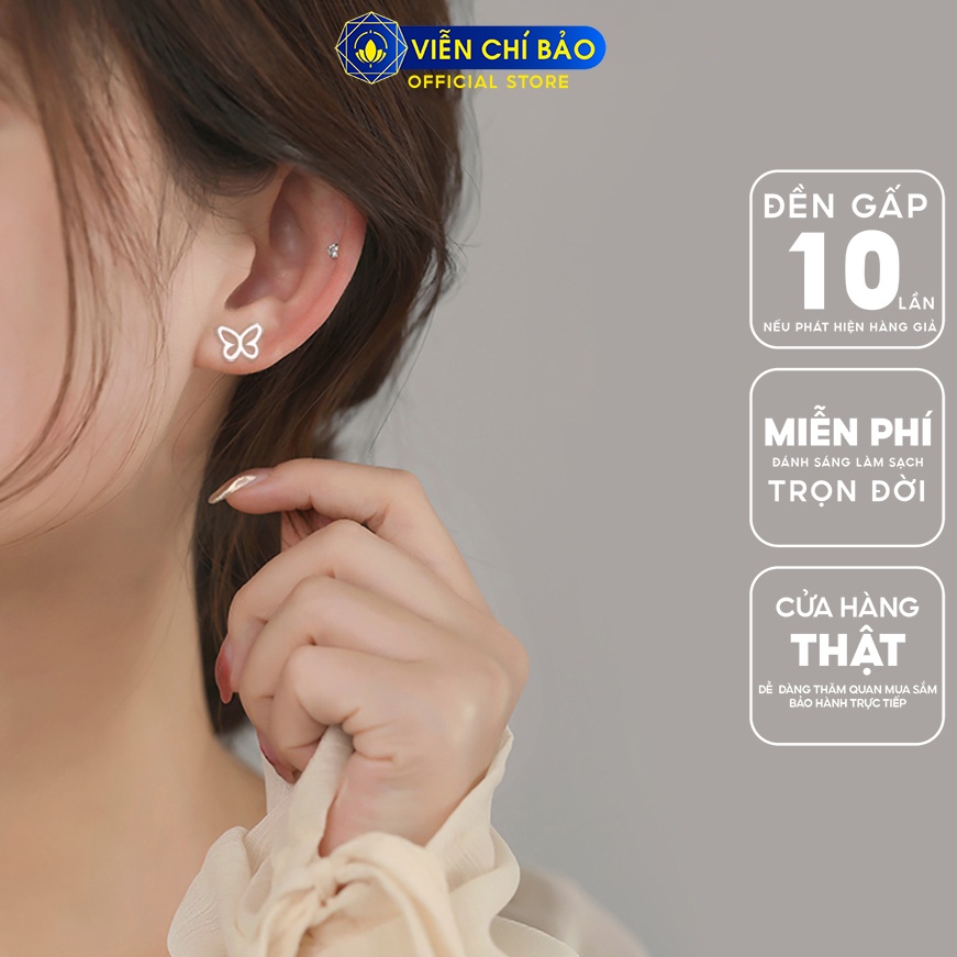 Bông tai bạc nữ hình cánh bướm chất liệu bạc 925 thời trang phụ kiện trang sức nữ Viễn Chí Bảo E006