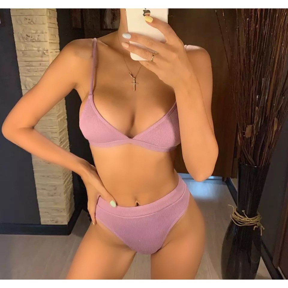 Bộ Đồ Bơi 2 Mảnh Cạp Cao Che Khuyết Điểm Thun Gân Co Gĩan | BigBuy360 - bigbuy360.vn