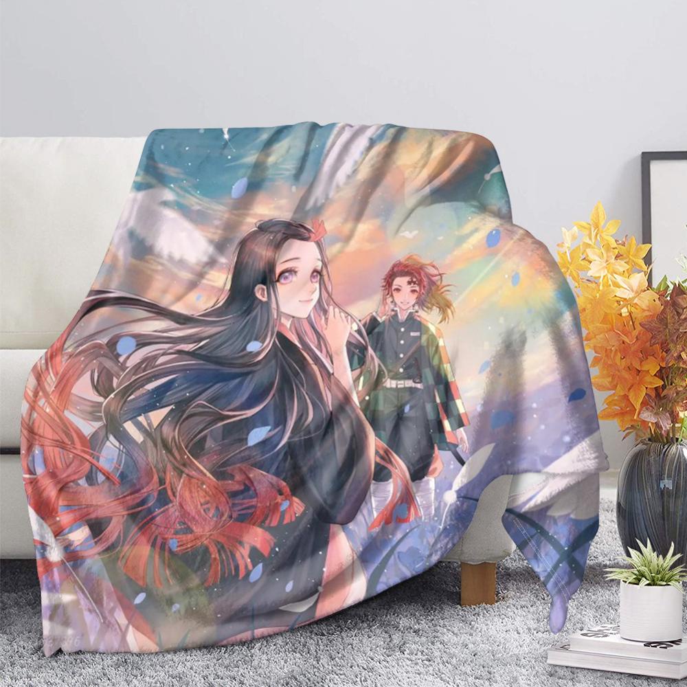 Cloocl Chăn Bông Flannel Hình Nhân Vật Anime Ghost Slayer Thời Trang Và Thoải Mái