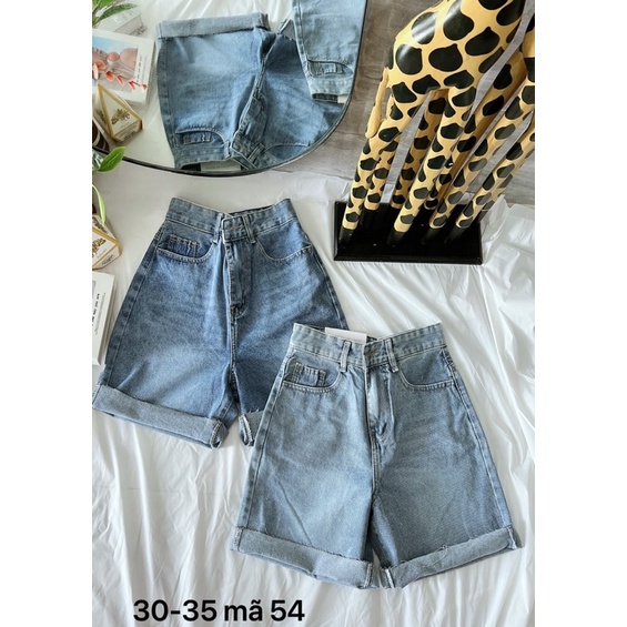 Quần Short Ngố Jean Nữ Lưng Cao Trơn Lai Tua Bigsize Đến 80kg Ms54