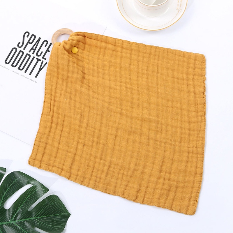 Yếm Ăn Kèm Vòng Nhẫn Màu Trơn Xinh Xắn Cho Bé Sơ Sinh