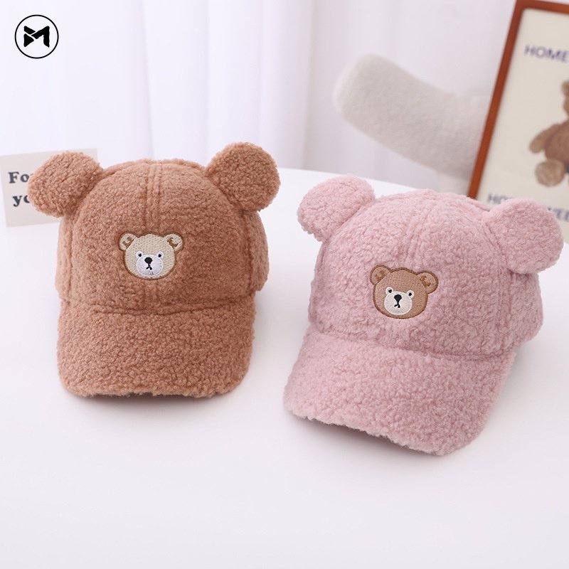 Mũ Lưỡi Trai Lông Cừu Phong Cách Hàn Quốc Thời Trang Thu Đông Cho Bé 3-6 Tuổi