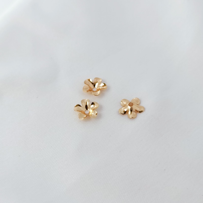 Set 10 Ghim Cài Áo/Kẹp Tóc Hình Bát Hoa Ba Chiều Bằng Đồng 14K Thủ Công DIY