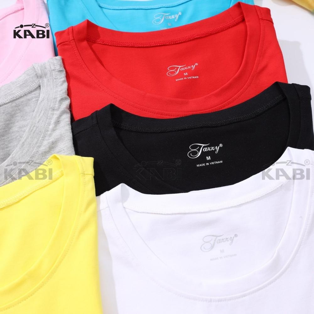 [Mã FAMARAL1 giảm 10K đơn 50K] Áo thun tay ngắn nữ KABI áo thun cotton cổ tròn màu trơn form dáng ôm thoáng mát