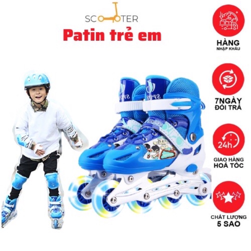 Giày Trượt Patin Trẻ Em Cao Cấp, Giày Patin 8 Bánh Phát Sáng
