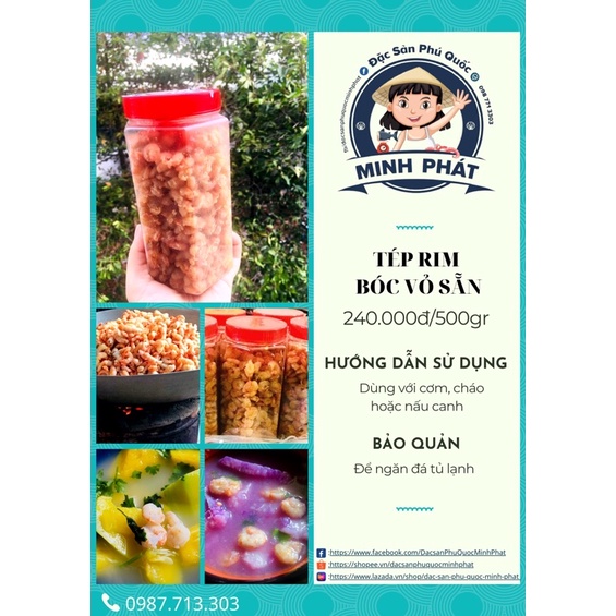 Tép rim bóc vỏ sẵn 500gr- Vị vừa ăn hoặc nấu canh- Đặc sản Phú Quốc Minh phát