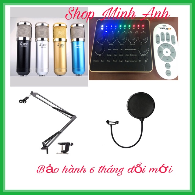 Combo livestream AMI BM-900 - sound card V10- chân kẹp- màng lọc âm tặng kèm tai nghe AKG bảo hành 6 tháng đổi mới