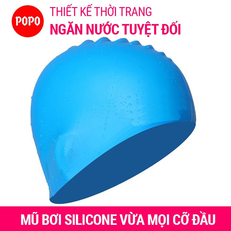 Bộ Kính bơi Mũ bơi trơn, Bịt tai kẹp mũi POPO 1153 mắt kính trong chống tia UV hạn chế sương mờ